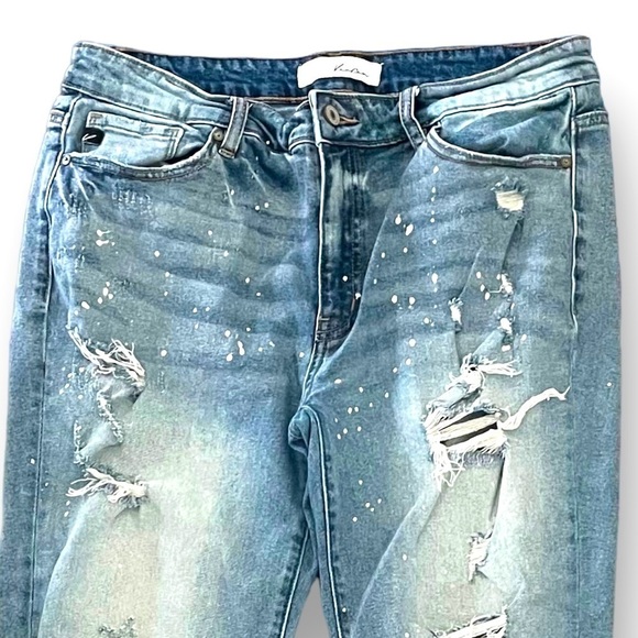 Kancan Juniors Size 11/29 Distressed Paint Spattered Boyfriend Style Jeans - Picture 6 of 8
